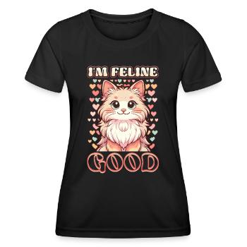 Drôle De Chat Dame, Chat Maman - T-shirt sport Femme - noir - Devant - AI Model Female 172 light (172cm)