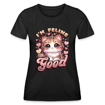Drôle De Chat Dame, Chat Maman - T-shirt sport Femme - noir - Devant - AI Model Female 172 light (172cm)