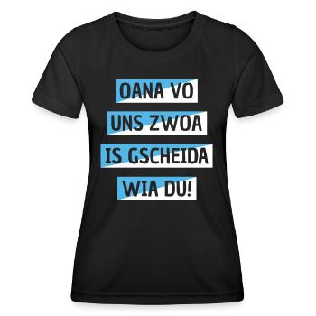 Witzige Boarische Bayerische Oana Vo Uns Zwoa Is - Frauen Funktions-T-Shirt - Schwarz - Vorne - AI Model Female 172 light (172cm)