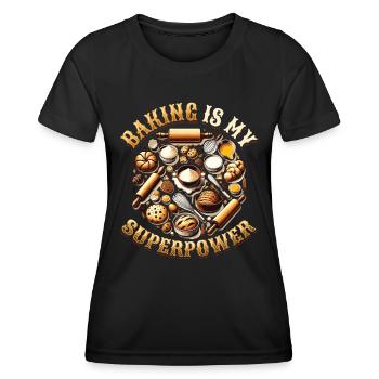 Baking Superpower Bäcker Nachtisch Konditor - Frauen Funktions-T-Shirt - Schwarz - Vorne - AI Model Female 172 light (172cm)