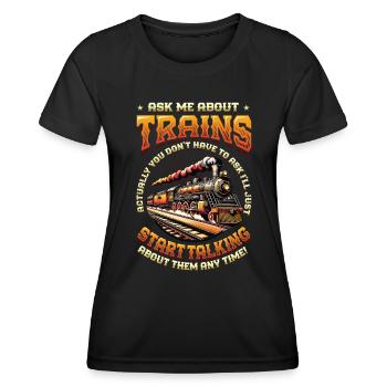 Trainspotting Train Lovers Trains - T-shirt sport Femme - noir - Devant - AI Model Female 172 light (172cm)