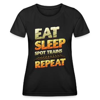 Trainspotting Train Lovers Trains - T-shirt sport Femme - noir - Devant - AI Model Female 172 light (172cm)
