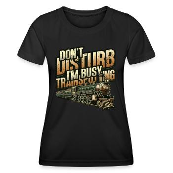 Trainspotting Train Lovers Trains - Women's Functional T-Shirt - black - Front - AI Model Female 172 light (172cm)