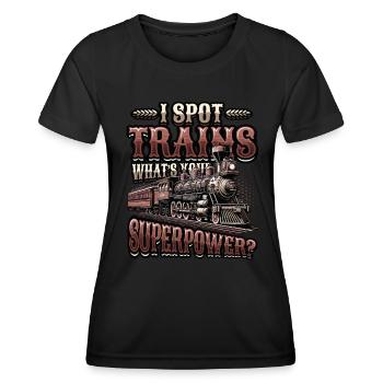 Trainspotting Train Lovers Trains - T-shirt sport Femme - noir - Devant - AI Model Female 172 light (172cm)