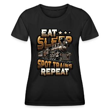Trainspotting Train Lovers Trains - T-shirt sport Femme - noir - Devant - AI Model Female 172 light (172cm)
