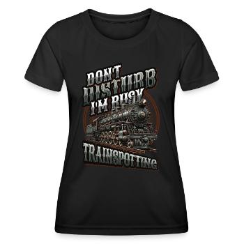 Trainspotting Train Lovers Trains - T-shirt sport Femme - noir - Devant - AI Model Female 172 light (172cm)
