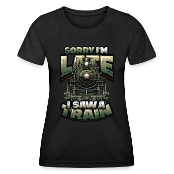 Trainspotting Train Lovers Trains - T-shirt sport Femme - noir - Devant - AI Model Female 172 light (172cm)