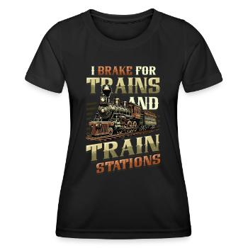 Trainspotting Train Lovers Trains - T-shirt sport Femme - noir - Devant - AI Model Female 172 light (172cm)