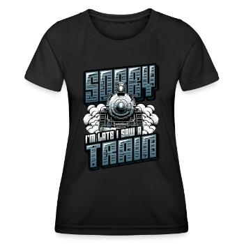 Trainspotting Train Lovers Trains - T-shirt sport Femme - noir - Devant - AI Model Female 172 light (172cm)