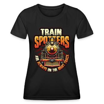 Trainspotting Train Lovers Trains - T-shirt sport Femme - noir - Devant - AI Model Female 172 light (172cm)