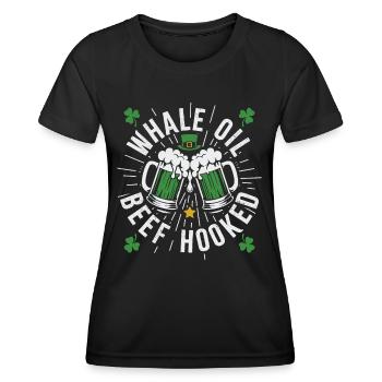 Walöl Rindfleisch Hooked - Frauen Funktions-T-Shirt - Schwarz - Vorne - AI Model Female 172 light (172cm)