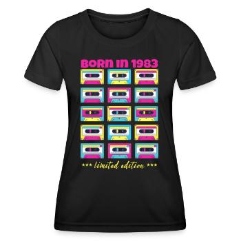 Born in 1983 Classic cassette tape original gift - Women's Functional T-Shirt - black - Front - AI Model Female 172 light (172cm)