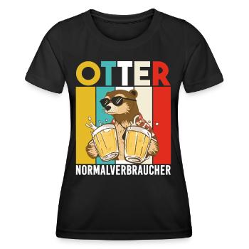 Otter Normalverbraucher Lustiger Bier Spruch Retro - Frauen Funktions-T-Shirt - Schwarz - Vorne - AI Model Female 172 light (172cm)