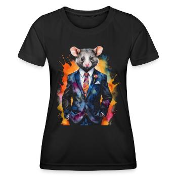 Costume Opossum Imprimé Animal Design Coloré - T-shirt sport Femme - noir - Devant - AI Model Female 172 light (172cm)
