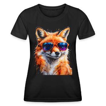 Lunettes de soleil renard imprimé imprimé animal coloré - T-shirt sport Femme - noir - Devant - AI Model Female 172 light (172cm)