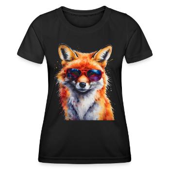 Lunettes de soleil renard imprimé imprimé animal coloré - T-shirt sport Femme - noir - Devant - AI Model Female 172 light (172cm)