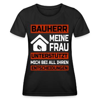Bauherr Meine Frau unterstützt mich Richtfest - Frauen Funktions-T-Shirt - Schwarz - Vorne - AI Model Female 172 light (172cm)