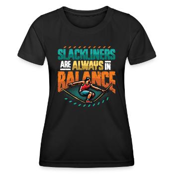 Les slackliners sont toujours en équilibre - T-shirt sport Femme - noir - Devant - AI Model Female 172 light (172cm)
