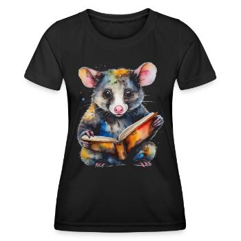 Possum Lecture Coloré Animal Design Imprimer - T-shirt sport Femme - noir - Devant - AI Model Female 172 light (172cm)