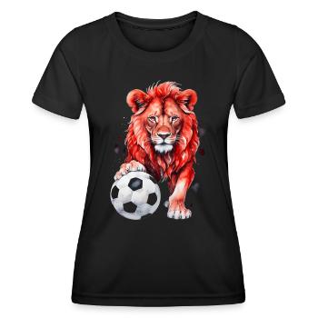 Lion Football Coloré Autriche Animal Design Imprimer - T-shirt sport Femme - noir - Devant - AI Model Female 172 light (172cm)