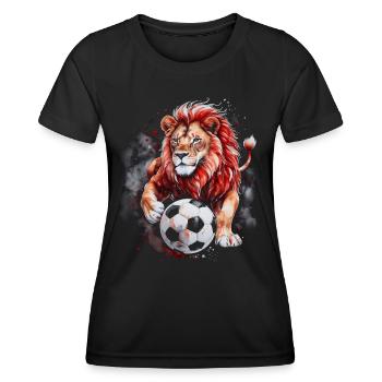 Lion Football Colorful Hungary Animal Design Print - Women's Functional T-Shirt - black - Front - AI Model Female 172 light (172cm)