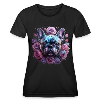 Tête de bouledogue français - T-shirt sport Femme - noir - Devant - AI Model Female 172 light (172cm)