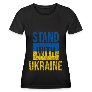 Stand with ukraine grunge - Women's Functional T-Shirt - black - Front - AI Model Female 172 light (172cm)