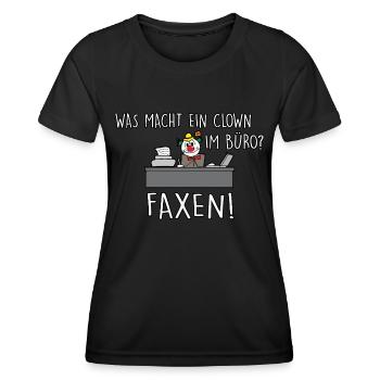 Clown im Büro - Frauen Funktions-T-Shirt - Schwarz - Vorne - AI Model Female 172 light (172cm)