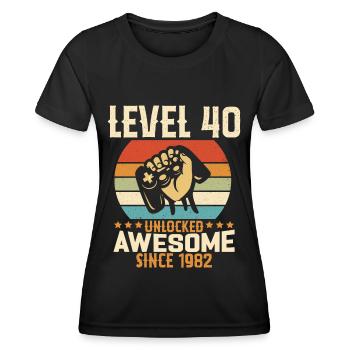 Level 40 Jahre freigeschaltetes Gaming-Geburtstagsgeschenk - Frauen Funktions-T-Shirt - Schwarz - Vorne - AI Model Female 172 light (172cm)