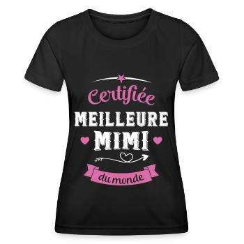 Cadeau Mimi Certifiée Meilleure Mimi du Monde - T-shirt sport Femme - noir - Devant - AI Model Female 172 light (172cm)
