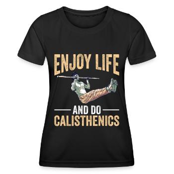 Calisthenics Körpergewicht Krafttraining - Frauen Funktions-T-Shirt - Schwarz - Vorne - AI Model Female 172 light (172cm)