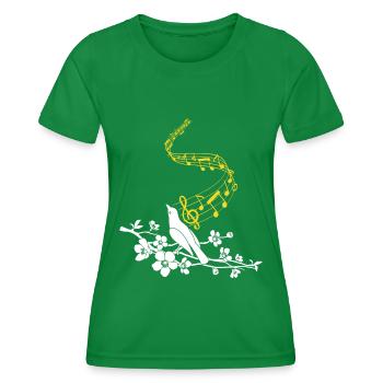 Musiknoten Niedlicher singender Vogel - Frauen Funktions-T-Shirt - Kelly Green - Vorne - AI Model Female 172 dark (172cm)