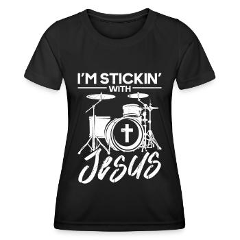 Religious Drummer Christian - Women's Functional T-Shirt - black - Front - AI Model Female 172 light (172cm)