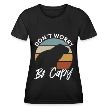 Tierliebhaber Happy Capybara - Frauen Funktions-T-Shirt - Schwarz - Vorne - AI Model Female 172 light (172cm)