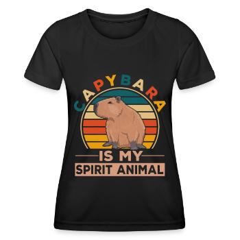 Sympathique amoureux des animaux Happy Capybara - T-shirt sport Femme - noir - Devant - AI Model Female 172 light (172cm)