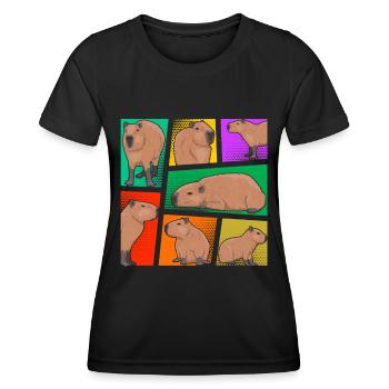 Capybara Pop Art Coloré Rongeur Animal Amour - T-shirt sport Femme - noir - Devant - AI Model Female 172 light (172cm)