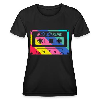 80s 90s Cassette Mixtape Retro Funny - T-shirt sport Femme - noir - Devant - AI Model Female 172 light (172cm)