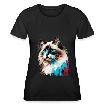 Aquarelle de chat Ragdoll - T-shirt sport Femme - noir - Devant - AI Model Female 172 light (172cm)