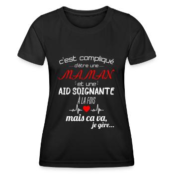 pas parfaite aide-soignante;cadeau aide soignante - T-shirt sport Femme - noir - Devant - AI Model Female 172 light (172cm)