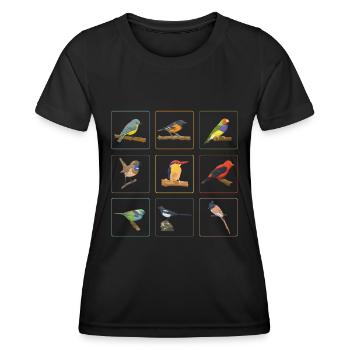 Niedliche Vögel Sammlung Vogelbeobachtung - Frauen Funktions-T-Shirt - Schwarz - Vorne - AI Model Female 172 light (172cm)
