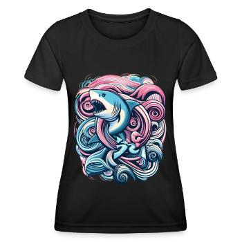 Meerjungfrauenhai Niedlich Kawaii - Frauen Funktions-T-Shirt - Schwarz - Vorne - AI Model Female 172 light (172cm)
