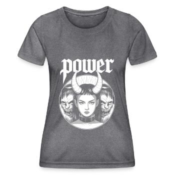 Power Girl - Women's Functional T-Shirt - dark melange  - Front - AI Model Female 172 light (172cm)