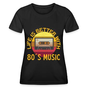 Mit Musik der 80er ist das Leben besser - Frauen Funktions-T-Shirt - Schwarz - Vorne - AI Model Female 172 light (172cm)