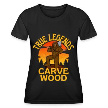 Wahre Legenden schnitzen Holz Bigfoot Legende - Frauen Funktions-T-Shirt - Schwarz - Vorne - AI Model Female 172 light (172cm)