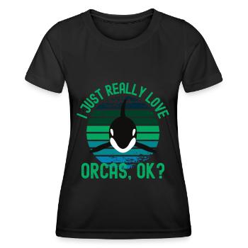 J’adore les orques - T-shirt sport Femme - noir - Devant - AI Model Female 172 light (172cm)