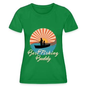 Best Fishing Buddy Dad and Son Vintage - Women's Functional T-Shirt - kelly green - Front - AI Model Female 172 dark (172cm)