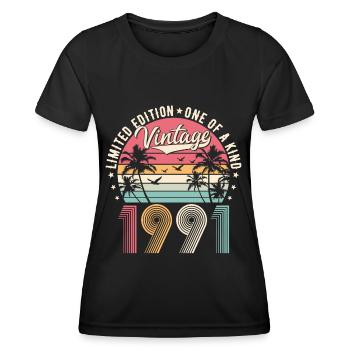 1991 Vintage Anniversaire Vintage Rétro Cadeau - T-shirt sport Femme - noir - Devant - AI Model Female 172 light (172cm)