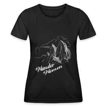 Wander Women Hiking Mountaineering Mountains Wanderwomen - Women's Functional T-Shirt - black - Front - AI Model Female 172 light (172cm)