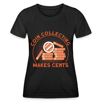 Collection de pièces Collection de pièces Collection de pièces de monnaie Numismatique - T-shirt sport Femme - noir - Devant - AI Model Female 172 light (172cm)