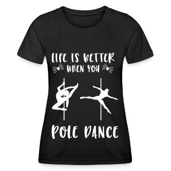 Pole Dance Pole Dancing Pole Dance Stripper - Women's Functional T-Shirt - black - Front - AI Model Female 172 light (172cm)
